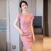 娜璐多 修身显瘦气质OL连衣裙女2023年新款夏季短袖职业连衣裙设计感温柔 商品缩略图2
