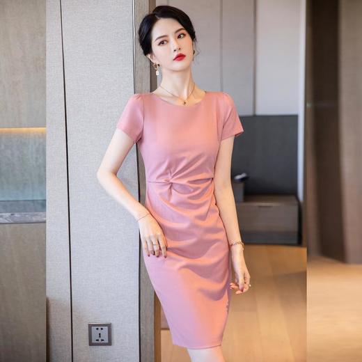娜璐多 修身显瘦气质OL连衣裙女2023年新款夏季短袖职业连衣裙设计感温柔 商品图2