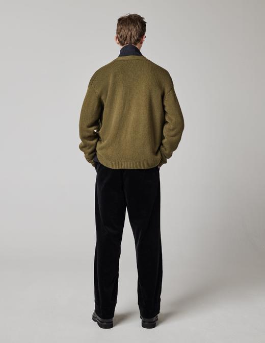 Margaret Howell  男士橄榄绿/炭灰色羊羔毛开衫 商品图4