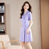 娜璐多 紫色连衣裙女夏薄款高级感短袖通勤OL百搭显瘦职业装双排扣轻熟风 商品缩略图2