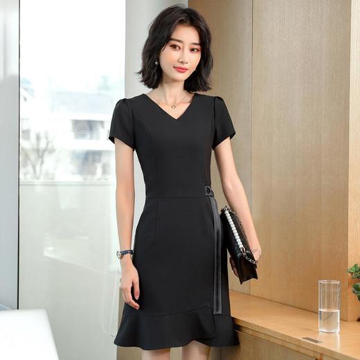 娜璐多 法式鱼尾连衣裙短袖设计感收腰带2023夏新款设计感简约通勤风裙子 商品图1