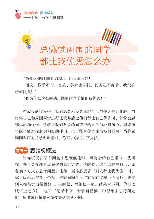 接纳自我 拥抱成长 中学生自我心理调节 国家心理健康和精神卫生防治中心编 心理健康知识普及心理自助策略方法 人民卫生出版社 商品图2