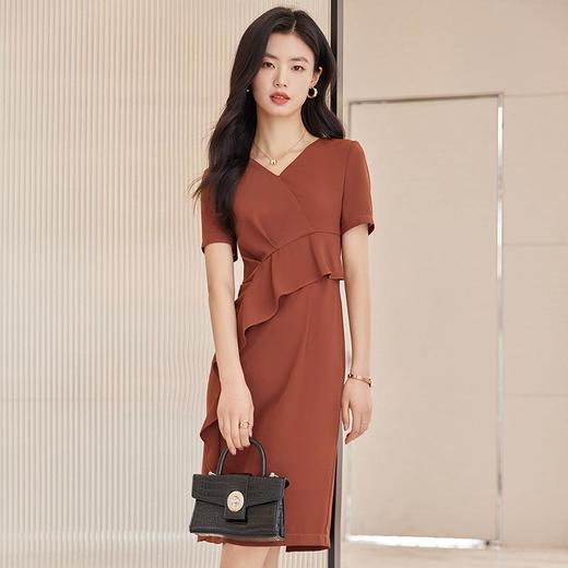 娜璐多 2023夏季新款连衣裙短袖紧身包臀时尚显瘦高腰一步裙女设计感OL女 商品图0