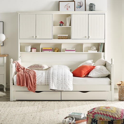 喜梦宝侧高床成人床现代简约书柜床儿童储物床书架床带抽屉艾米丽 商品图0