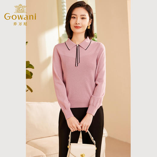 乔万尼秋新品羊毛衫衬衫领百搭针织衫ET3M771 商品图1