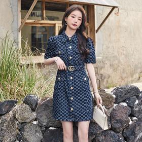 娜璐多 法式牛仔连衣裙女装夏季2023新款收腰显瘦气质裙子高级感A字裙