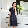 娜璐多 休闲OL通勤连衣裙女短袖时尚气质西装裙2023夏新款法式赫本小黑裙 商品缩略图1