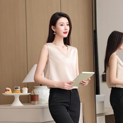 娜璐多 2023春夏新款仿醋酸短背心显瘦百搭上衣内搭气质V领打底衫 商品图3