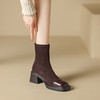 优雅个性，茶花刺绣牛皮瘦瘦靴XDD-2177F 商品缩略图1