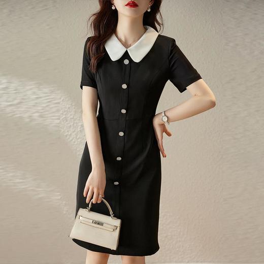 娜璐多 白色短袖连衣裙女2023夏季新款高级感温柔风名媛气质收腰通勤裙子 商品图1