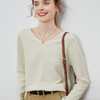 一线成衣无缝一体100澳洲羊毛衫女V领软糯套头针织长袖羊绒打底衫SR--N-Y-1110 商品缩略图2