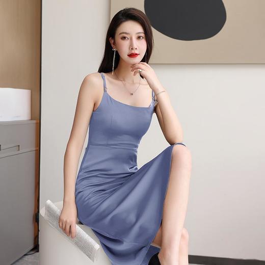 娜璐多 中长款吊带连衣裙气质百搭裙通勤内搭约会单穿仿醋酸缎面裙子新款 商品图0