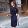 娜璐多 简约风时尚中袖连衣裙夏季薄款2023年新款开叉配腰带设计感通勤OL 商品缩略图2