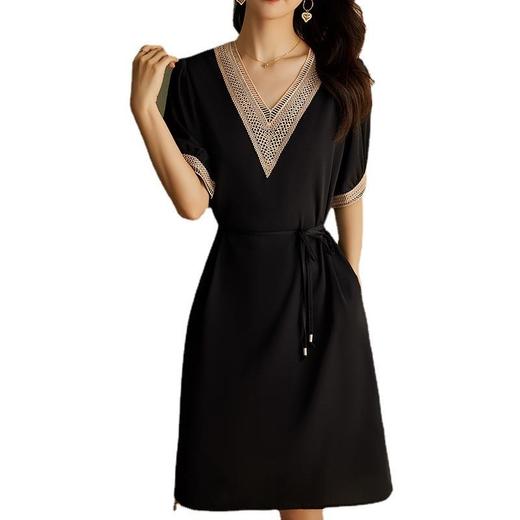 娜璐多 法式连衣裙女2023年夏季新款轻奢女装气质系带收腰显瘦V领雪纺裙 商品图4