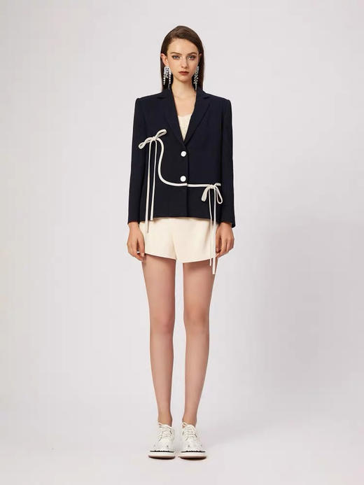 蓝色不规则曲线飘带宽松西装外套 商品图1