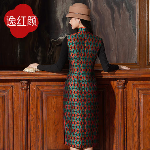 逸红颜 林夕 2025春季新款提花马甲旗袍裙改良无袖中长版洋装女 商品图4