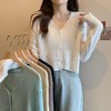 【V领针织开衫】秋季长袖短款小外套   纯色修身显高上衣  莫兰迪色系 商品缩略图1