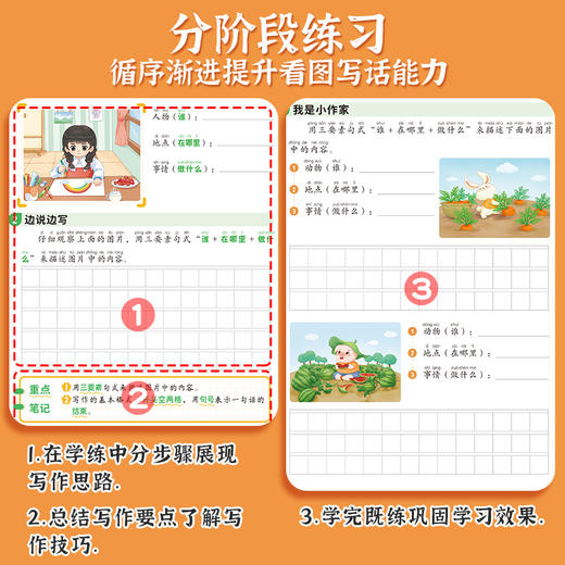 【斗半匠】看图填空押题范文小学一二年级看图写话技巧提升每日打卡五感法练习 商品图2