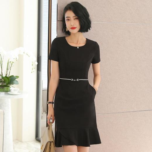 娜璐多 法式短袖连衣裙设计感鱼尾裙2023夏新款设计感显瘦温柔风通勤OL女 商品图2