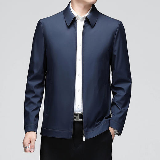 【新款DLC】大依优型大码男翻领夹克拉链外套男商务休闲加肥加大夹克上衣胖子显瘦Y 商品图6