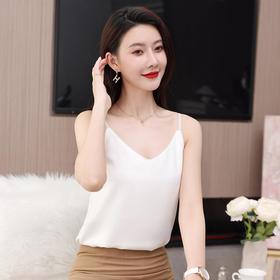 娜璐多 亮钻V字领防醋酸缎吊带背心女无袖打底衫西装内搭2023娜璐多新款
