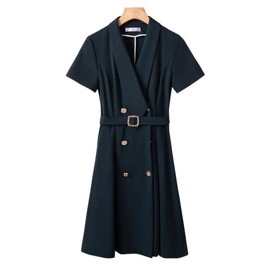 娜璐多 高级感短袖西装连衣裙女夏季时尚气质高腰裙子2023新款双排扣优雅 商品图4