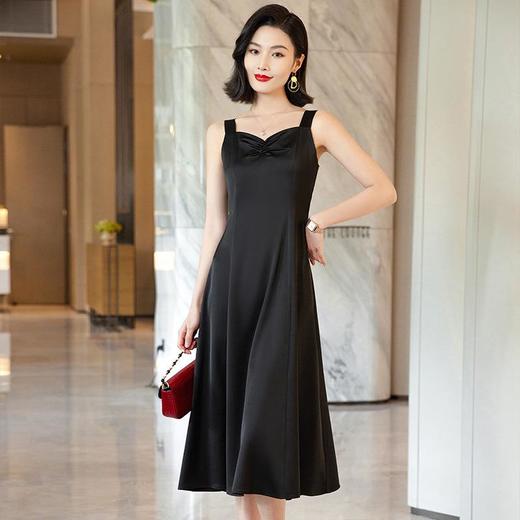 娜璐多 法式高级感连衣裙2023夏季时尚中长裙子宽肩带背心裙洋气显瘦百搭 商品图1