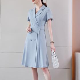 娜璐多 浅蓝连衣裙女2023年夏季气质高级感通勤ol风格高端新款西装裙女神