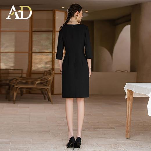 赫本风小黑裙女2023春夏新款法式优雅五分袖洋装通勤上班服套裙 商品图4