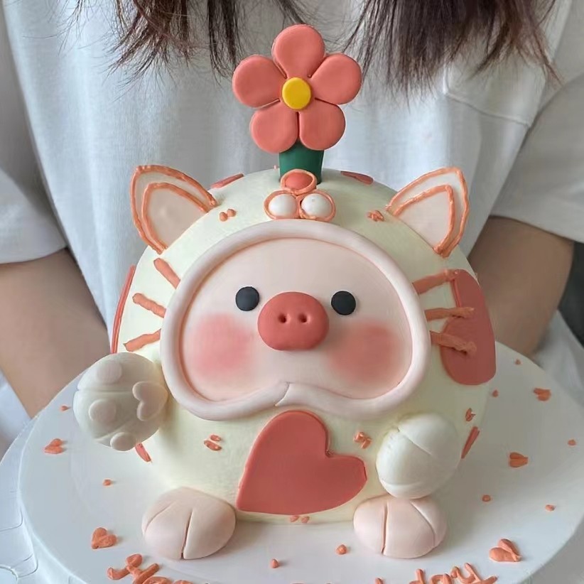 半翻糖小猪猪/cake