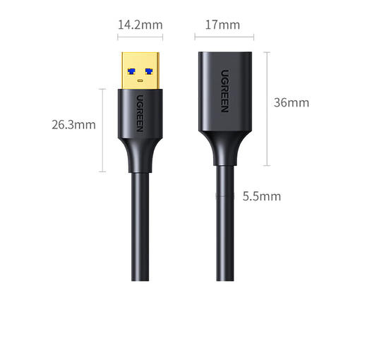 【DZ】绿联UGREEN USB3.0延长线公对母 转接线1.5米黑30126 商品图1