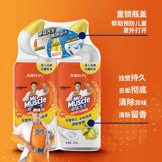 【DZ】威猛洁厕洁强力除污垢马桶清洁剂除臭除菌去异味黄渍清香型两瓶600g 商品图1