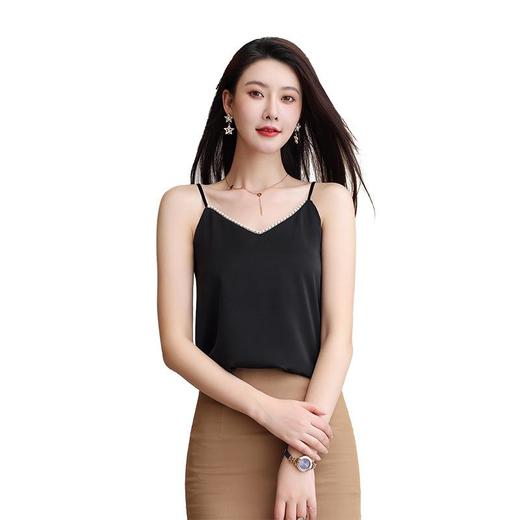 娜璐多 小吊带背心女春秋配西装内搭美背外穿无袖上衣防醋酸缎珍珠打底女 商品图4