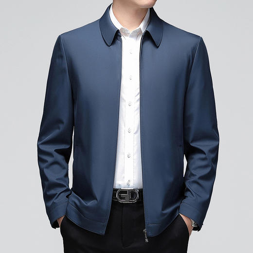 【新款DLC】大依优型大码男翻领夹克拉链外套男商务休闲加肥加大夹克上衣胖子显瘦Y 商品图3