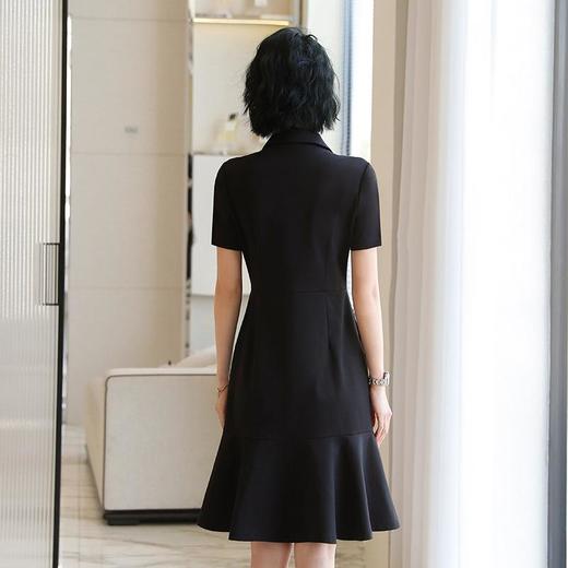 娜璐多 休闲OL通勤连衣裙女短袖时尚气质西装裙2023夏新款法式赫本小黑裙 商品图2
