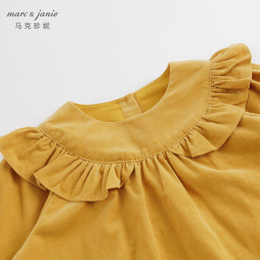马克珍妮秋冬新款 女童花边领灯芯绒连衣裙 儿童裙子231793 商品图3