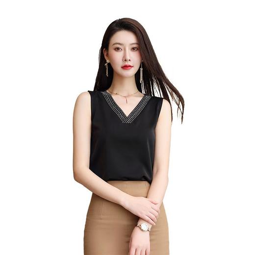 娜璐多 2023春夏新款仿醋酸短背心显瘦百搭上衣内搭气质V领打底衫 商品图4