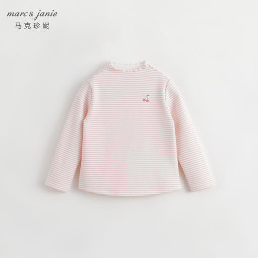 【吸湿发热】马克珍妮女童花边领条纹T恤 儿童秋冬打底衫231380 商品图1