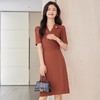 娜璐多 V领连衣裙女2023夏季新款短袖通勤气质女神范高端时尚收腰裙轻熟 商品缩略图0