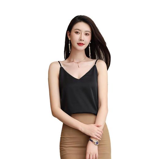 娜璐多 亮钻V字领防醋酸缎吊带背心女无袖打底衫西装内搭2023娜璐多新款 商品图4
