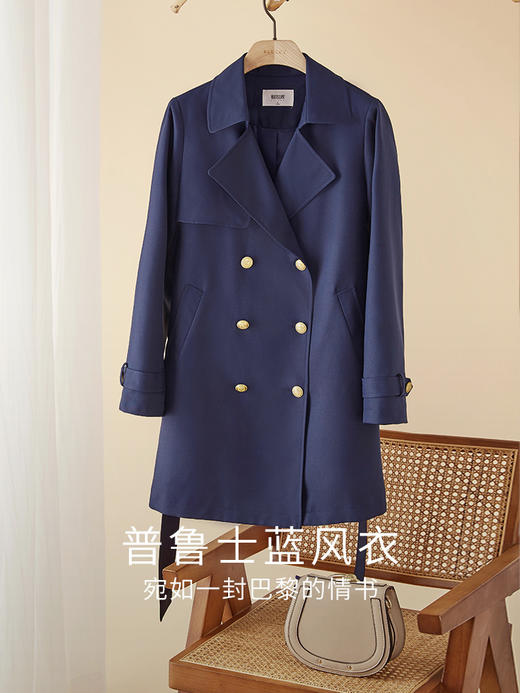 【专属特惠】熙世界高级感风衣外套女中长款气质收腰系带英伦风大衣2025年秋装 商品图2