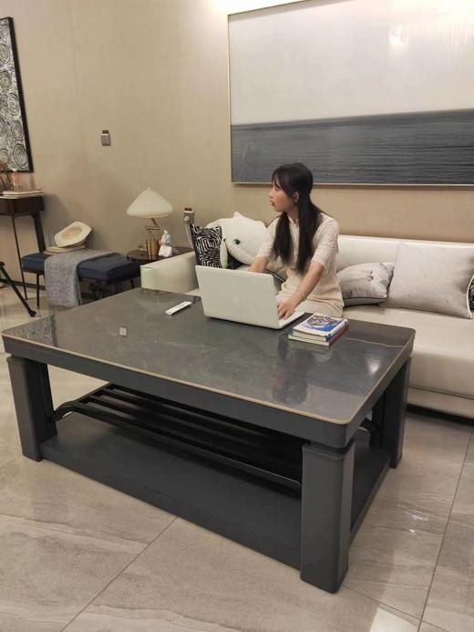 麦虹烤火桌 灰色机身 灰岩板（白色岩板）尺寸1.4x0.8m H23 商品图0