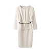 娜璐多 高级感米白色连衣裙女2023早秋新款气质女神范修身显瘦职业长袖裙 商品缩略图4