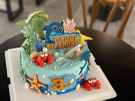 恐龙海洋主题翻糖奶油蛋糕 商品图0