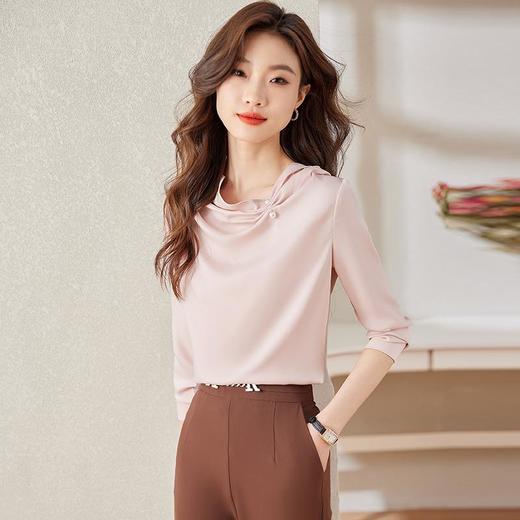 娜璐多 2023年秋季法式珍珠扣衬衫女小众上衣新款气质长袖高级感衬衣温柔 商品图3
