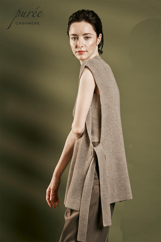 #1964「SIDE-TIE VEST」100% CASHMERE 侧开衩系带马甲 商品图1