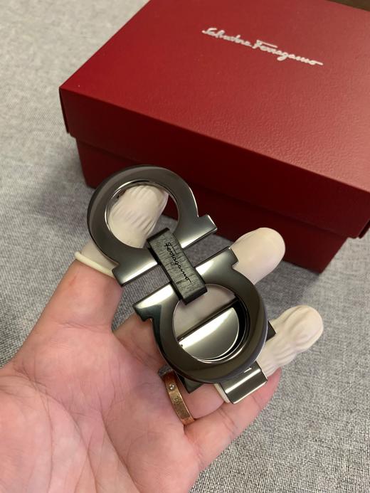 菲拉格慕经典男女黑色檀木扣腰带，原厂铜胚，厚镀钯金 商品图0