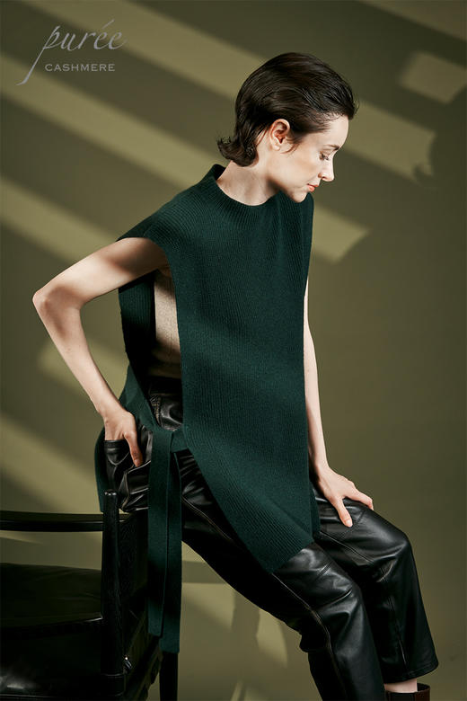 #1964「SIDE-TIE VEST」100% CASHMERE 侧开衩系带马甲 商品图1