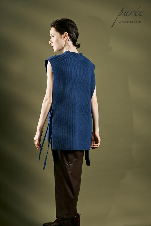 #1964「SIDE-TIE VEST」100% CASHMERE 侧开衩系带马甲 商品图2