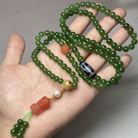碧玉项链-南红度母坠玛瑙珠珍珠